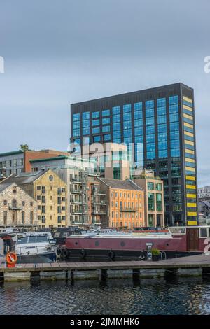 A view of apartments and offices in Dublin docklands district Stock Photo