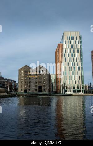 A view of apartments and offices in Dublin docklands district Stock Photo