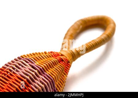 Traditional colorful braided caxixi isolated on white Stock Photo