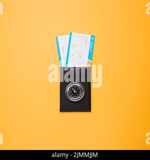 Passport tickets compass Stock Photo