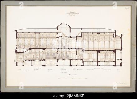 Orth August (1828-1901), lodge building Royal York, Berlin (1880-1880): Longitudinal section. Tusche watercolor on the box, 70.6 x 103.7 cm (including scan edges) Stock Photo