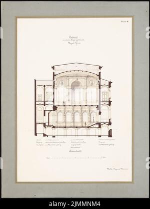 Orth August (1828-1901), lodge building Royal York, Berlin (1880-1880): cross-section. Tusche watercolor on the box, 77.1 x 58.2 cm (including scan edges) Stock Photo