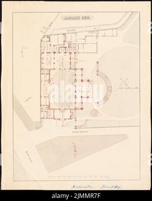 Orth August (1828-1901), artist's restaurant in Düsseldorf. Project I (1862): floor plan, preliminary draft. Ink colored, about pressure on paper, 63.4 x 50.5 cm (including scan edges) Stock Photo