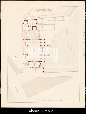 Orth August (1828-1901), artist's restaurant in Düsseldorf. Project I (1862): floor plan. Pencil watercolored, via pressure on paper, 63.5 x 50.6 cm (including scan edges) Stock Photo