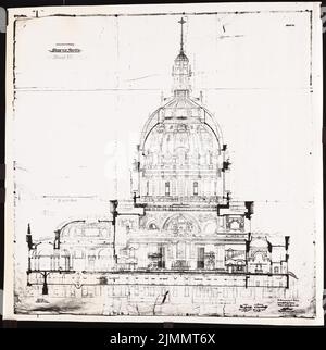 Raschdorff Julius (1823-1914), Berlin Cathedral (11/12.1909): Cut through the dome approx. 1: 200. Photo on paper, 69.5 x 69.2 cm (including scan edges) Stock Photo