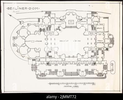 Raschdorff Julius (1823-1914), Berlin Cathedral (11/12.1909): Floor plan approx. 1: 200. Photo on paper, 53.1 x 70 cm (including scan edges) Stock Photo