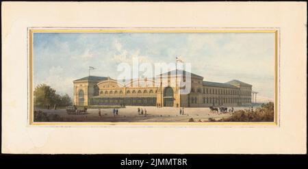 Jacobsthal Johann Eduard (1839-1902), train station in Metz (1878): Perspective view. Tusche watercolor, white heighted cardboard, 52.4 x 103.8 cm (including scan edges) Stock Photo