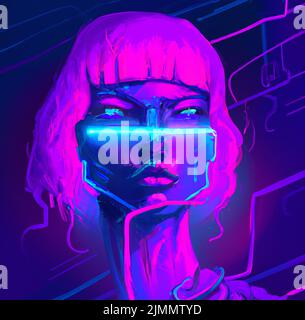 Cyberpunk Girl - Neon Mirra - Digital Art, Fantasy & Mythology