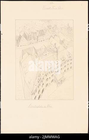 Dimm Ludwig (1849-1928), Münsterplatz, Ulm (1924): Perspective view (bird's show). Pencil on cardboard, 60.2 x 40.1 cm (including scan edges) Stock Photo