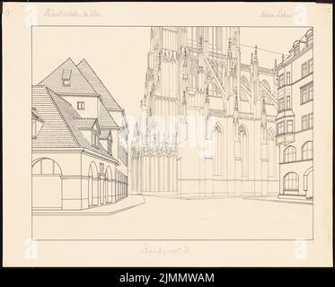 Dihm Ludwig (1849-1928), Münsterplatz, Ulm (1924): Perspective view from viewpoint III. Ink on cardboard, 41.5 x 51.6 cm (including scan edges) Stock Photo