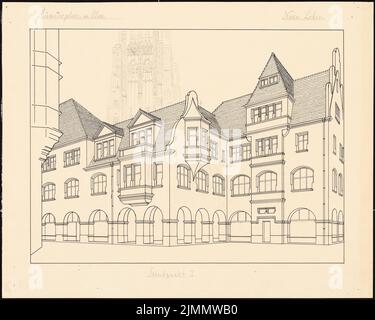 Dihm Ludwig (1849-1928), Münsterplatz, Ulm (1924): Perspective view from the point of view I (church front). Ink, pencil on cardboard, 40.4 x 50.4 cm (including scan edges) Stock Photo