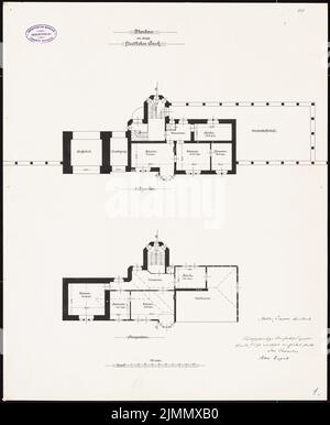 Dupont Karl, gate building to a princely park (1900-1900): Grundriss eG, OG 1: 100. Ink on cardboard, 58.7 x 48.1 cm (including scan edges) Stock Photo