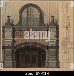 Jacobsthal Johann Eduard (1839-1902), Stadtbahnhof Berlin-Alexanderplatz. Portal (1880-1880): View. Tusche watercolor, white heighted on the cardboard, 56.2 x 58.8 cm (including scan edges) Stock Photo