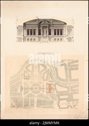 Lange Emil (1841-1926), Reichstag, Berlin (1872): Image 1: cross-section through the meeting room, Figure 2: Department. Figure 1: Pencil watercolored white heighted on cardboard, Figure 2: Print watercolor on paper, 64.4 x 47.9 cm (including scan edges) Stock Photo