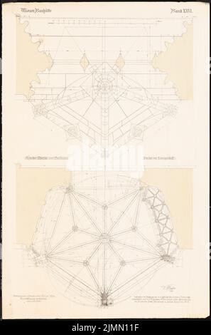 Luntz Victor (1840-1903), Maria Church on the Gestade in Vienna (1888): Portal in the long ship: 2 floor plans. Print colored on paper, 50.7 x 33.5 cm (including scan edges) Stock Photo