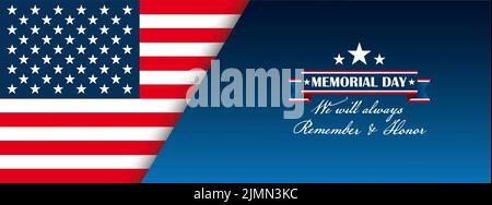 Header Memorial Day Always Remember USA Flag Stock Photo