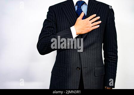 Encouraging business people to receive a request Stock Photo