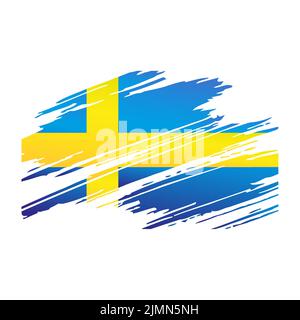 Flag Sweden in the form traces brush Stock Photo