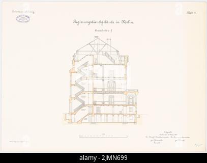 Unknown architect, government building in Köslin (approx. 1901): cross section 1: 100. Lithograph, 51 x 69.1 cm (including scan edges) Stock Photo