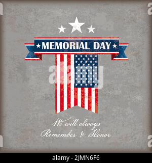 Vintage Background Memorial Day Honor Flag USA Stock Photo