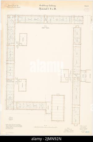 Rokohl, cavalry barracks in Münster (1898-1901): Horse stable I, II and III: floor plan 1: 200. Lithograph, 100.8 x 69.4 cm (including scan edges) Stock Photo