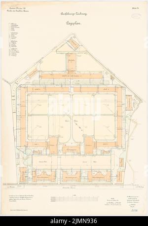 Rokohl, cavalry barracks in Münster (1898-1901): site plan 1: 500. Lithograph, 101 x 69.3 cm (including scan edges) Stock Photo