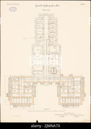 Endell Karl Friedrich (1843-1891), Judicial prison in Oels (1896): Grundriss Keller 1: 100. Lithograph, 71.3 x 53 cm (including scan edges) Stock Photo