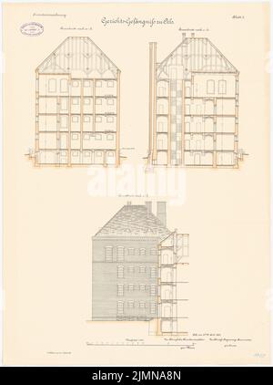 Endell Karl Friedrich (1843-1891), Judicial prison in Oels (1896): cross-sections 1: 100. Lithograph, 71.8 x 53.5 cm (including scan edges) Stock Photo