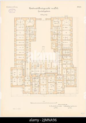 Endell Karl Friedrich (1843-1891), District and District Court in Oels (1896): Grundriss Keller 1: 100. Lithograph, 71.7 x 53.1 cm (including scan edges) Stock Photo