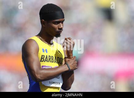 Birmingham, UK. 7th Aug, 2022. Jonathan Jones of Barbados during the Men's 400m during Day 10 of the Commonwealth Games at Alexander Stadium, Birmingham. Picture credit should read: Paul Terry Credit: Paul Terry Photo/Alamy Live News Stock Photo