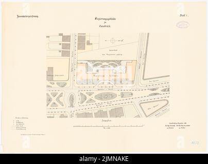 Unknown architect, government building in Osnabrück (1896): Department 1,500. Lithograph, 54 x 72.7 cm (including scan edges) Stock Photo