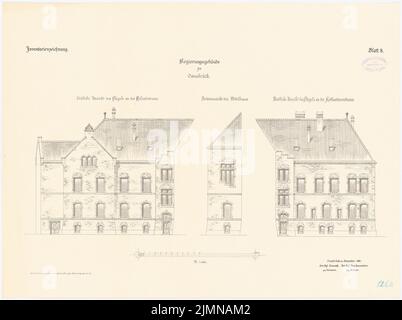 Unknown architect, government building in Osnabrück (1896): Turning 1: 100. Lithograph, 53.8 x 72.2 cm (including scan edges) Stock Photo