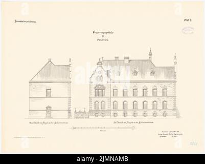 Unknown architect, government building in Osnabrück (1896): Turning 1: 100. Lithograph, 54.1 x 72.3 cm (including scan edges) Stock Photo