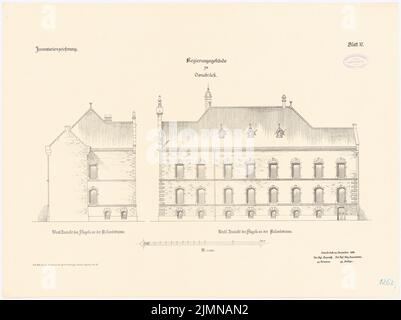 Unknown architect, government building in Osnabrück (1896): Turning 1: 100. Lithograph, 54.1 x 72.2 cm (including scan edges) Stock Photo