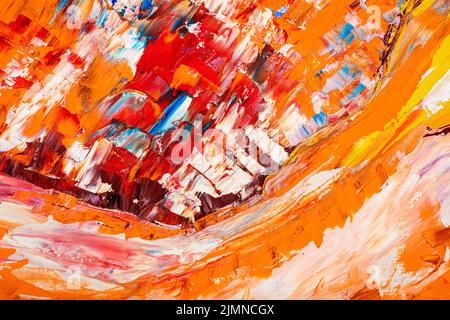 Contrast painting background in red, orange , yellow tones. Stock Photo