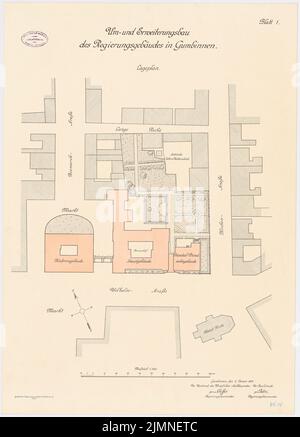 Unknown architect, government building in Gumbinnen (1912): site plan 1: 500. Lithograph, 71 x 51.1 cm (including scan edges) Stock Photo