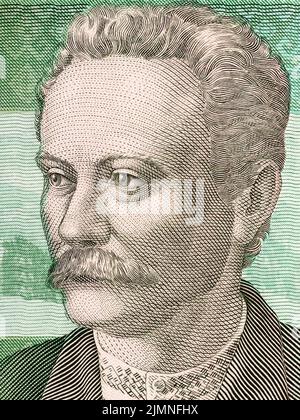 Ivan Franko portrait from Ukrainian money - Hryvnia Stock Photo