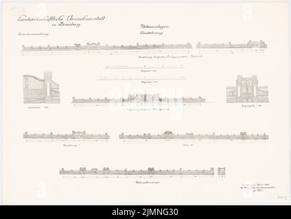 Unknown architect, agricultural experimental institution, Bromberg. Additional facilities, gives (04.1906): Views: 1: 200, entrance gate, entrance gate. Lithograph colored, 56.1 x 79.2 cm (including scan edges) Stock Photo