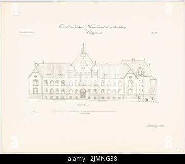 Unknown architect, agricultural experimental institution, Bromberg. Main building (04.1906): West view 1: 100. Lithograph, 79.5 x 95.7 cm (including scan edges) Stock Photo