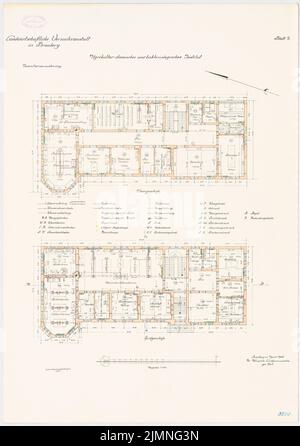 Unknown architect, agricultural experimental institution, Bromberg. Agriculture-chemical and bacteriological institute (04.1906): floor plan ground floor upstairs 1: 100. Lithograph colored, 79.4 x 55.9 cm (including scan edges) Stock Photo