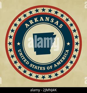 Vintage label with map of Arkansas Stock Photo