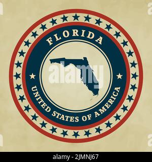 Vintage label with map of Florida