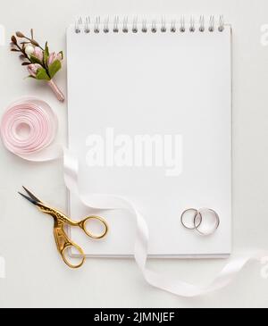 Top view empty copy space notebook rings Stock Photo