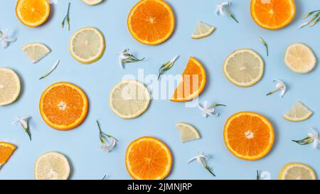 Top view delicious ripe produces arrangement Stock Photo