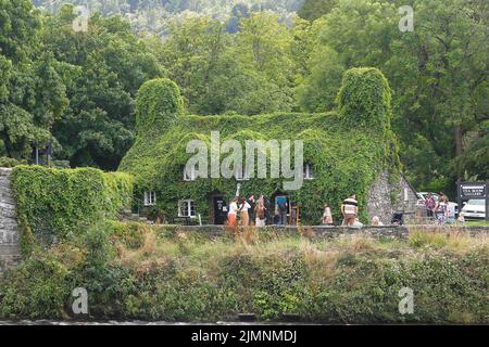 Ty Hwnt IR Bont Cafe next to the River Conwy in Llanwrst, North Wales,UK Stock Photo