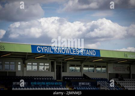 A general view of the Cyril Knowles stand during the Sky Bet League 2 match between Hartlepool United and AFC Wimbledon at Victoria Park, Hartlepool on Saturday 6th August 2022. (Credit: Mark Fletcher | MI News) Credit: MI News & Sport /Alamy Live News Stock Photo