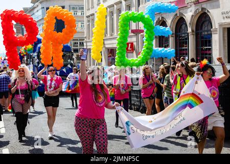 Brighton, UK. 6th August, 2022. Supporters of local community and campaign groups, businesses and the emergency services take part in the 30th anniversary Brighton & Hove Pride LGBTQ+ Community Parade. Brighton & Hove Pride is intended to celebrate, and promote respect for, diversity and inclusion within the local community as well as to support local charities and causes through fundraising. Credit: Mark Kerrison/Alamy Live News Stock Photo