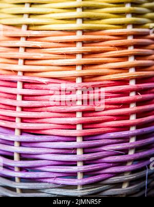 Colorful braided reed texture background Stock Photo
