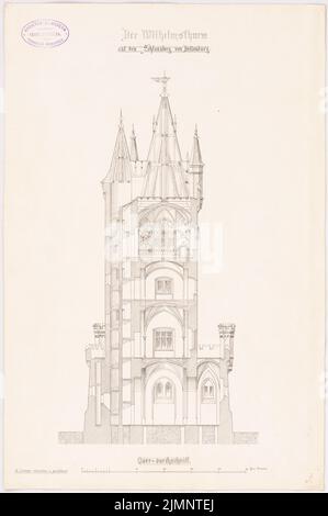 Cremer Albert Friedrich (1824-1891), Wilhelmsturm on the Schlossberg, Dillenburg (without date): cross-section. Ink on paper, 46.7 x 31.1 cm (including scan edges) Cremer Albert Friedrich  (1824-1891): Wilhelmsturm auf dem Schlossberg, Dillenburg Stock Photo