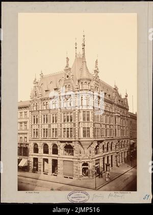 Grisebach Hans (1848-1904), residential and commercial building for Faber in Berlin (without dat.): View of the street fronts. Material/technology N.N. recorded, 42.5 x 31.8 cm (including scan edges) Grisebach Hans  (1848-1904): Wohn- und Geschäftshaus für die Fa. Faber, Berlin Stock Photo